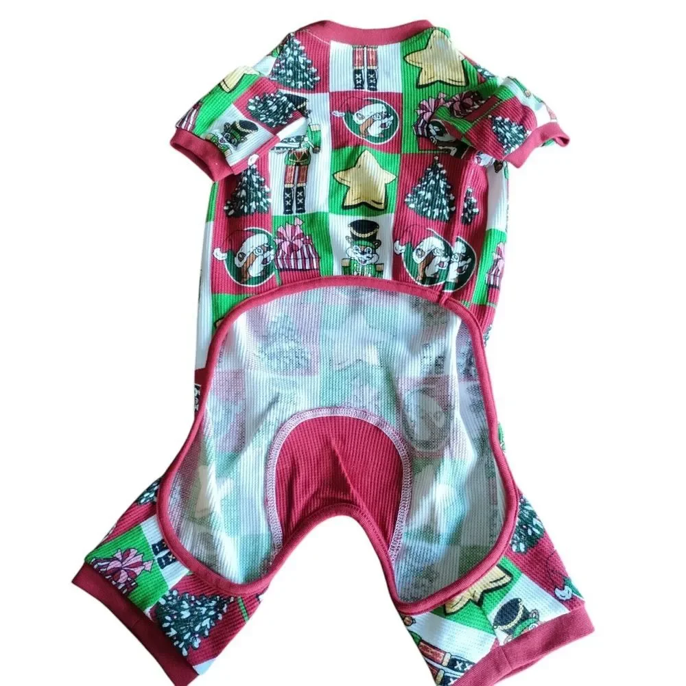 Buc-ee's Christmas Dog Outfit Jumpsuit One Piece Pajamas‎ Waffle Knit Large